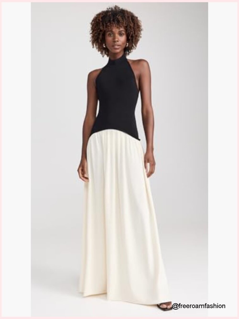 Halter Neck A-Line Midi Dress with Drop Waist - Picture 2 of 6